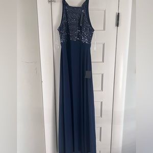 NWT LuLus Navy sequin top gown